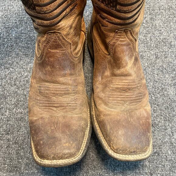 Ariat Mens Leather Western Cowboy Flag Boots Square Toe Size 11 D Rugged main image 6